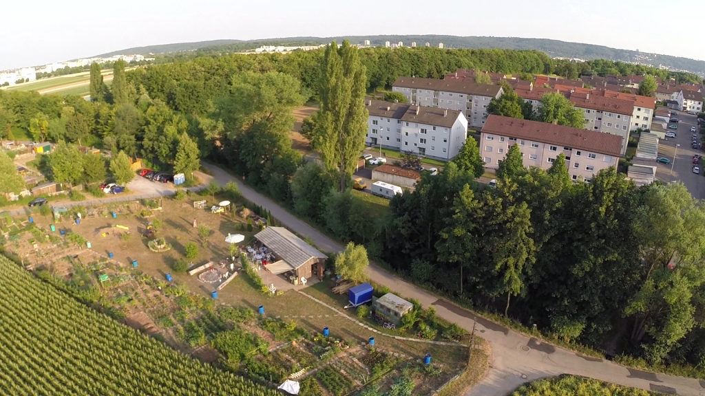 Die Flugaufnahme des Gartens